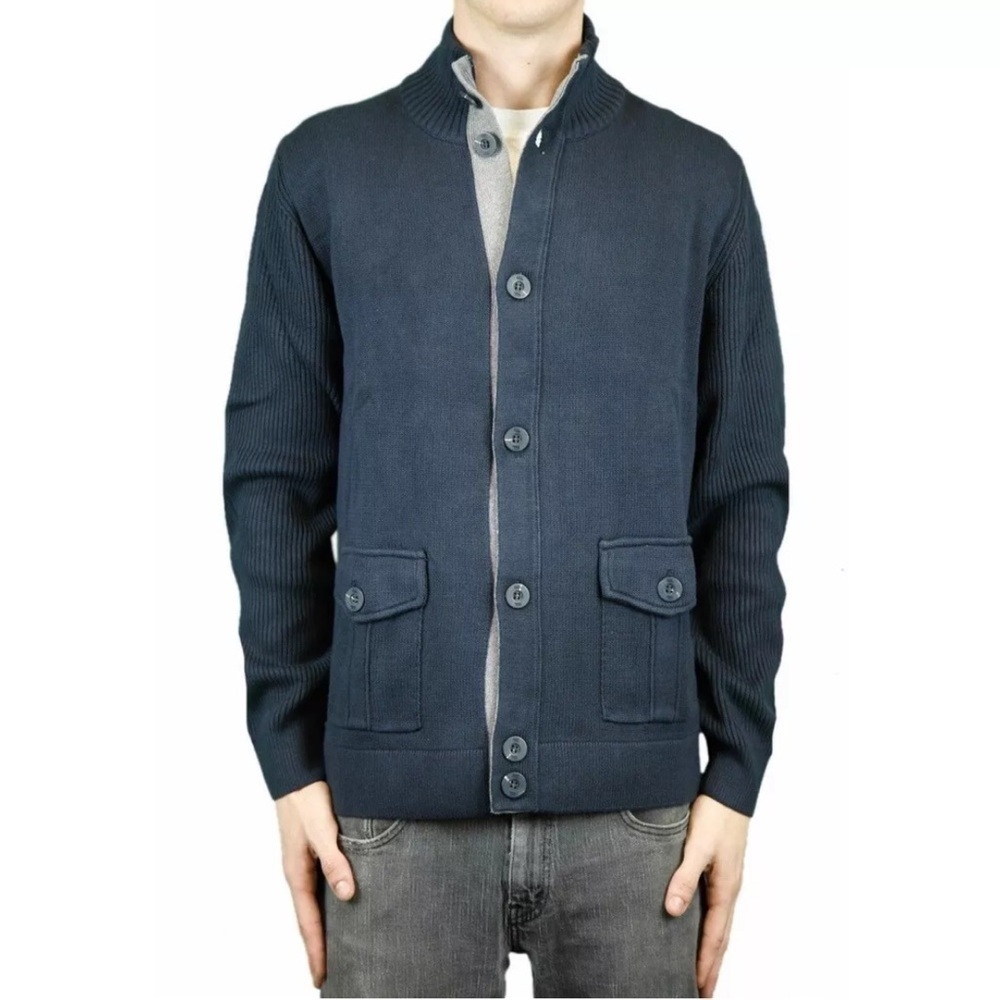 Canterbury of New Zealand Cardigan Mens M Blue Button up Sweater Academia $168